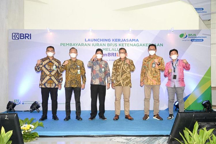 Acara peresmian kerja sama BPJAMSOSTEK dengan BRI. 