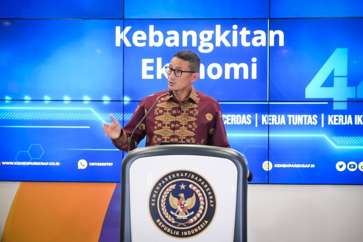 Menteri Pariwisata dan Ekonomi Kreatif Kreatif (Menparekraf) Sandiaga Uno dalam Weekly Press Briefing, Senin (24/10/2022).