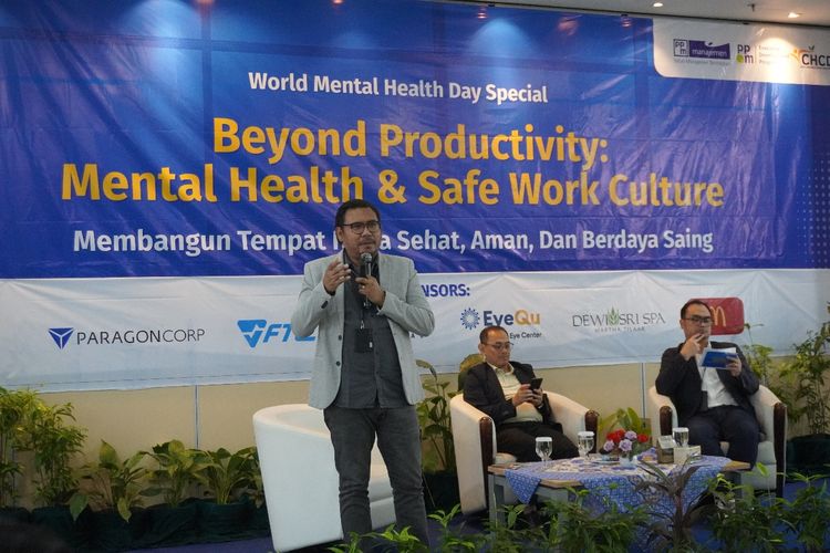 Memperingati Hari Kesehatan Mental Sedunia, PPM Manajemen melalui Center for Human Capital Development menggelar seminar Beyond Productivity: Mental Health and Safe Work Culture (10/10/2025).