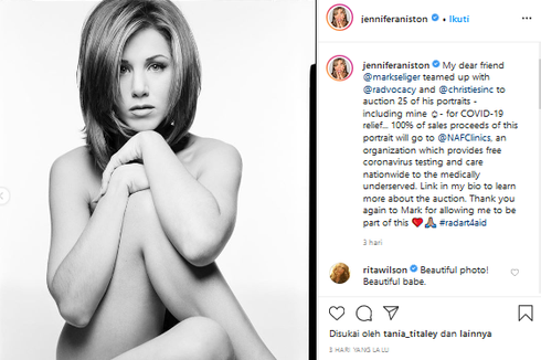 Jennifer Aniston Lelang Foto Tanpa Busana demi Bantu Atasi Covid-19