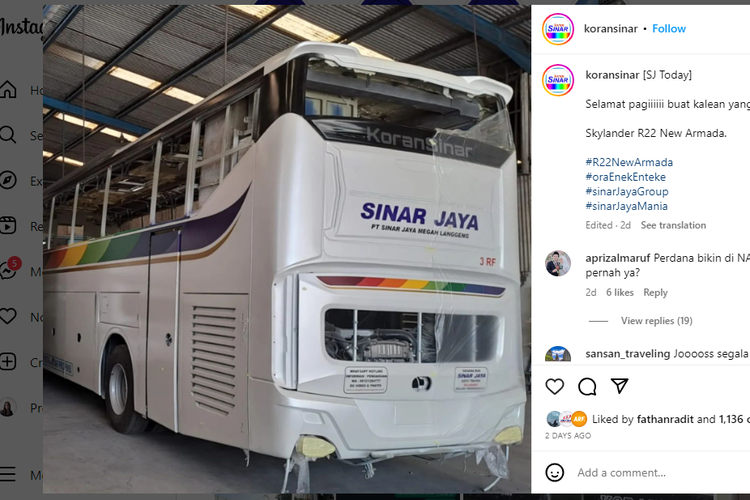 Bocoran bus baru PO Sinar Jaya