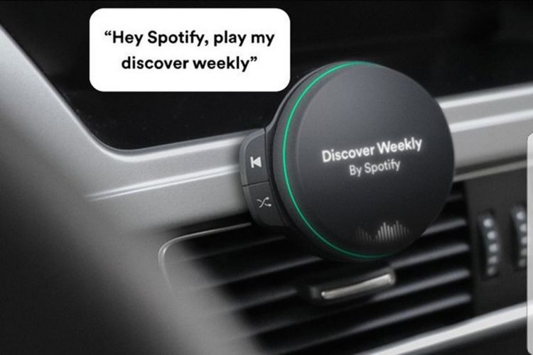 Iklan speaker pintar Spotify yang muncul di dalam aplikasi Spotify.