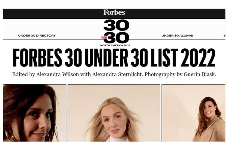 Tangkapan layar laman Forbes 30 Under 30 2022