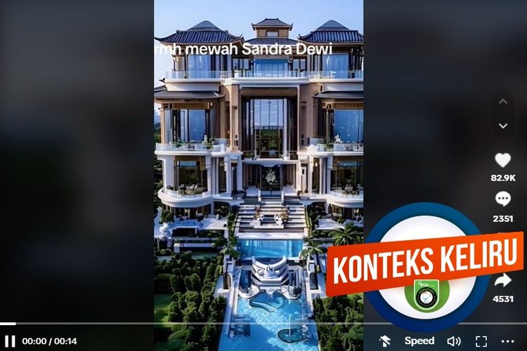 Tangkapan layar TikTok, rumah mewah yang diklaim milik Sandra Dewi