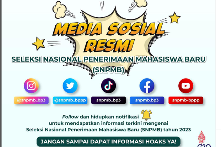 Balai Pengelolaan Pengujian Pendidikan (BP3) resmi membuat akun media sosial (medsos) untuk memberi informasi seputar seleksi PTN 2023.