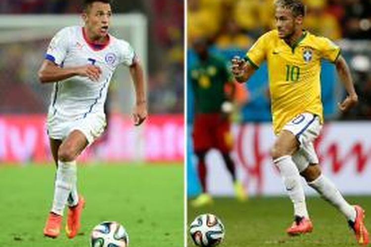 Striker Cile, Alexis Sanchez dan bomber Brasil, Neymar. 