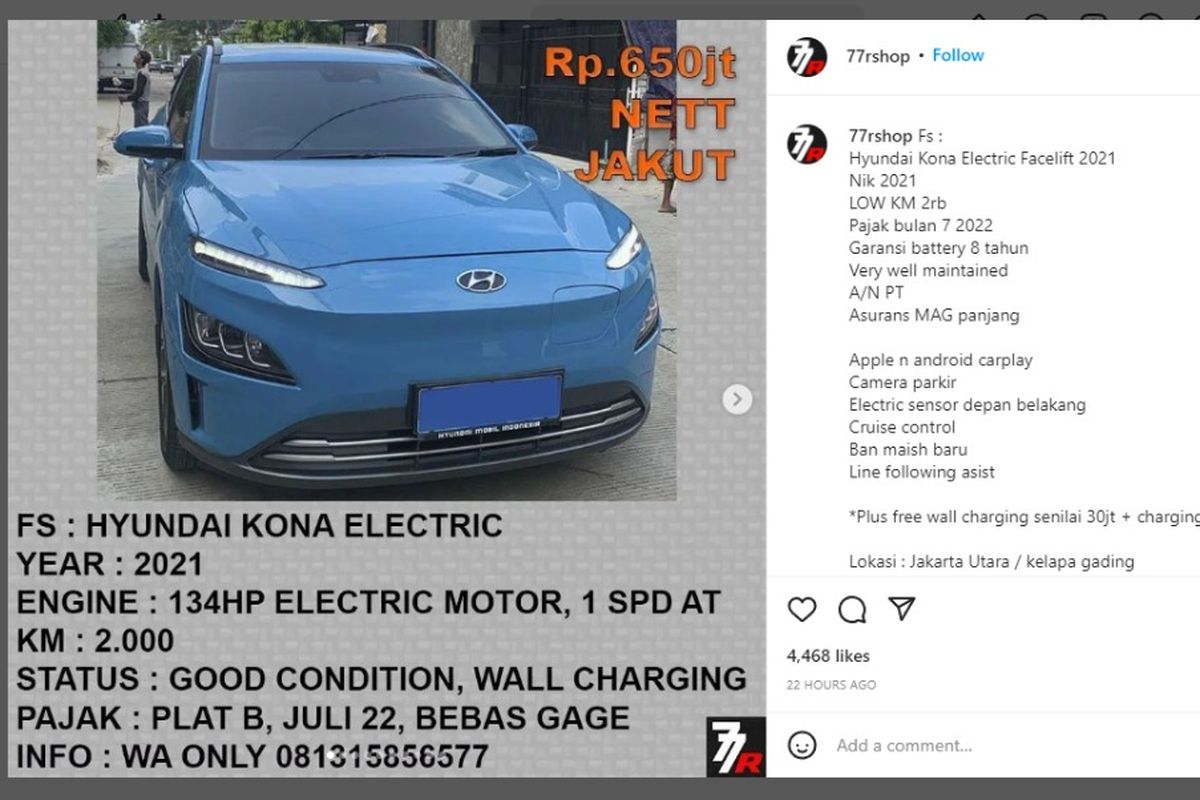 Mobil listrik bekas Hyundai Kona Electric