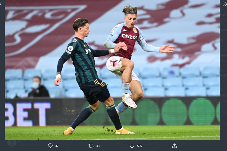 Laga Aston Villa vs Leeds United pada lanjutan pekan keenam Liga Inggris, Sabtu (24/10/2020) dini hari WIB.