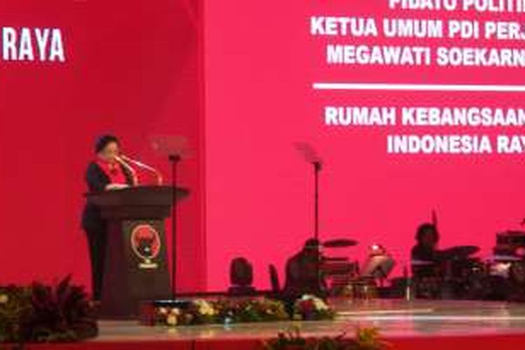 Ketua Umum DPP PDIP Megawati Soekarnoputri di HUT ke-44 PDIP, Selasa (10/1/2017).