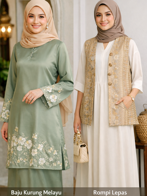 Baju lebaran kurung melayu dan rompi lepas