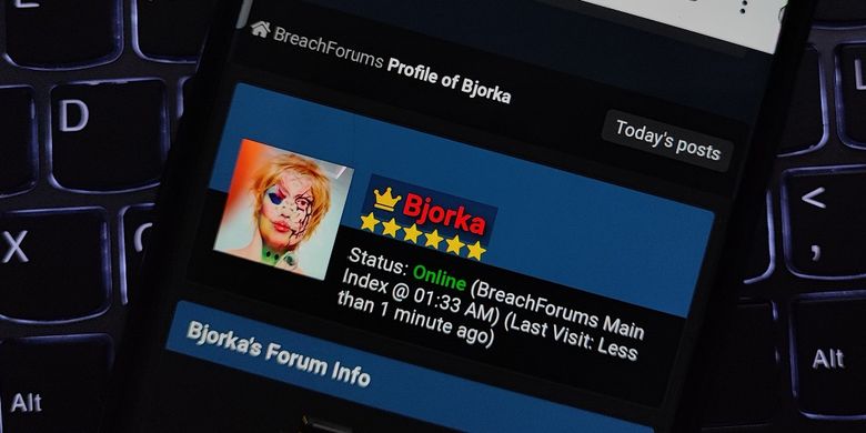 Tangkapan layar akun Bjorka masih online di Breached Forums, pada Jumat (16/9/2022) sekitar pukul 08.30 WIB.