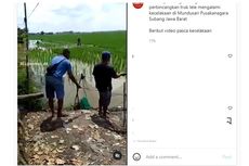 Viral, Video Truk Pengangkut Lele Terguling di Subang, Muatan Dijarah dan Jadi Spot Mancing