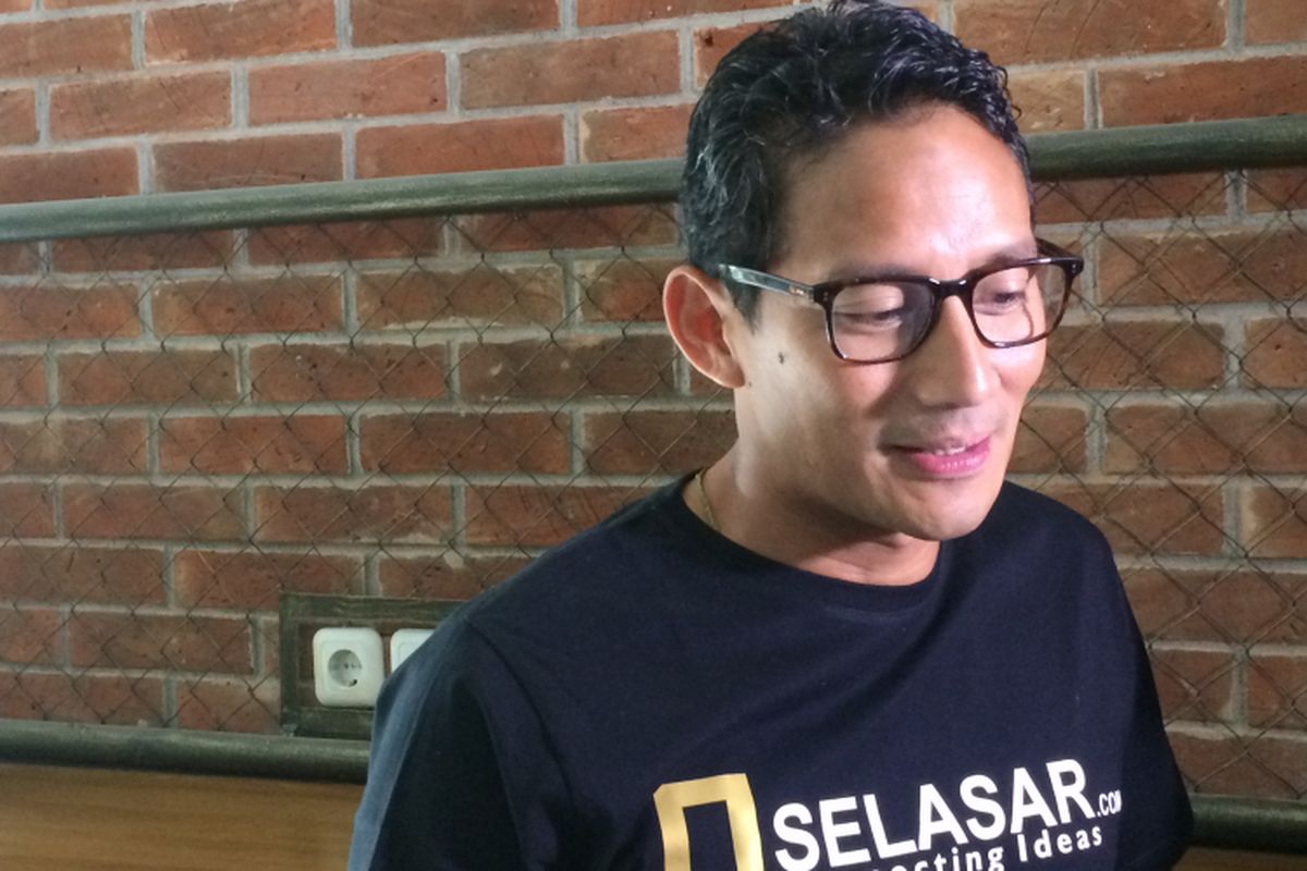 Cawagub DKI Jakarta nomor tiga, Sandiaga Uno di Kemang, Jakarta Selatan, Kamis (20/4/2017).