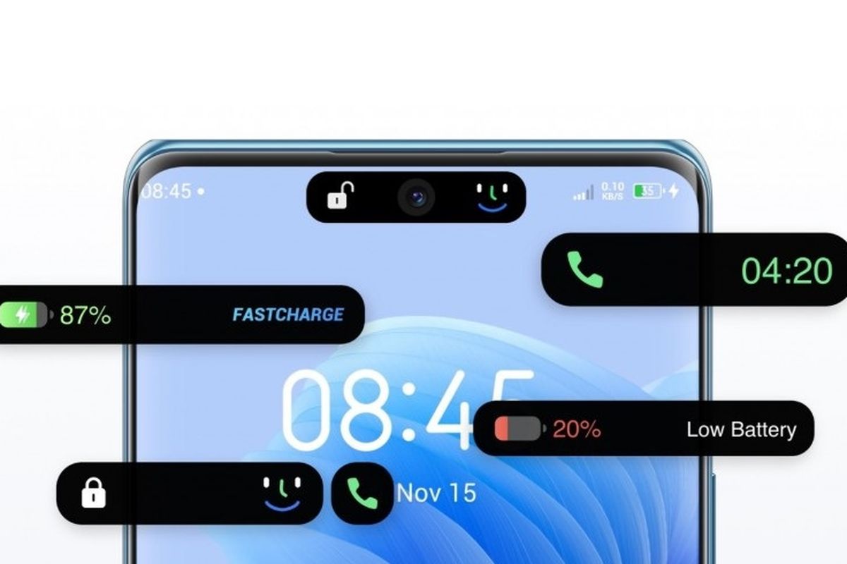Fitur Dynamic Bar Itel S23 Plus yang mirip Dynamic Island Apple iPhone.