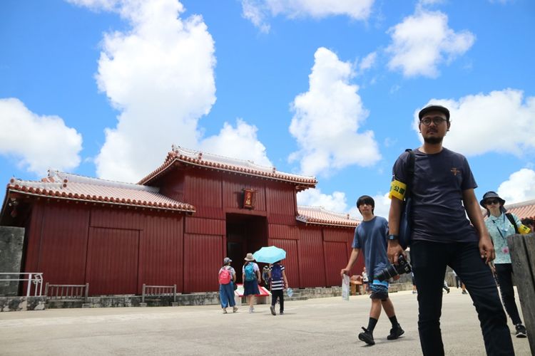 Salah satu gerbang di obyek wisata Shurijo Castle Park, Okinawa, Jepang, Jumat (29/6/2018). Shurijo Castle Park merupakan salah satu peninggalan kerajaan Ryukyu yang kini jadi warisan budaya dunia UNESCO di Okinawa, Jepang.
