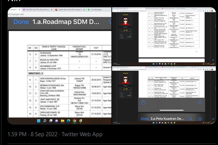 dugaan kebocoran data nama intel BIN