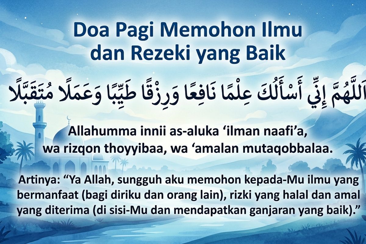 Doa pagi memohon ilmu dan rezeki yang baik.