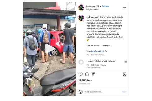 Viral Video Honda Brio Kabur Usai Isi BBM di SPBU hingga Tabrak Pengendara Motor