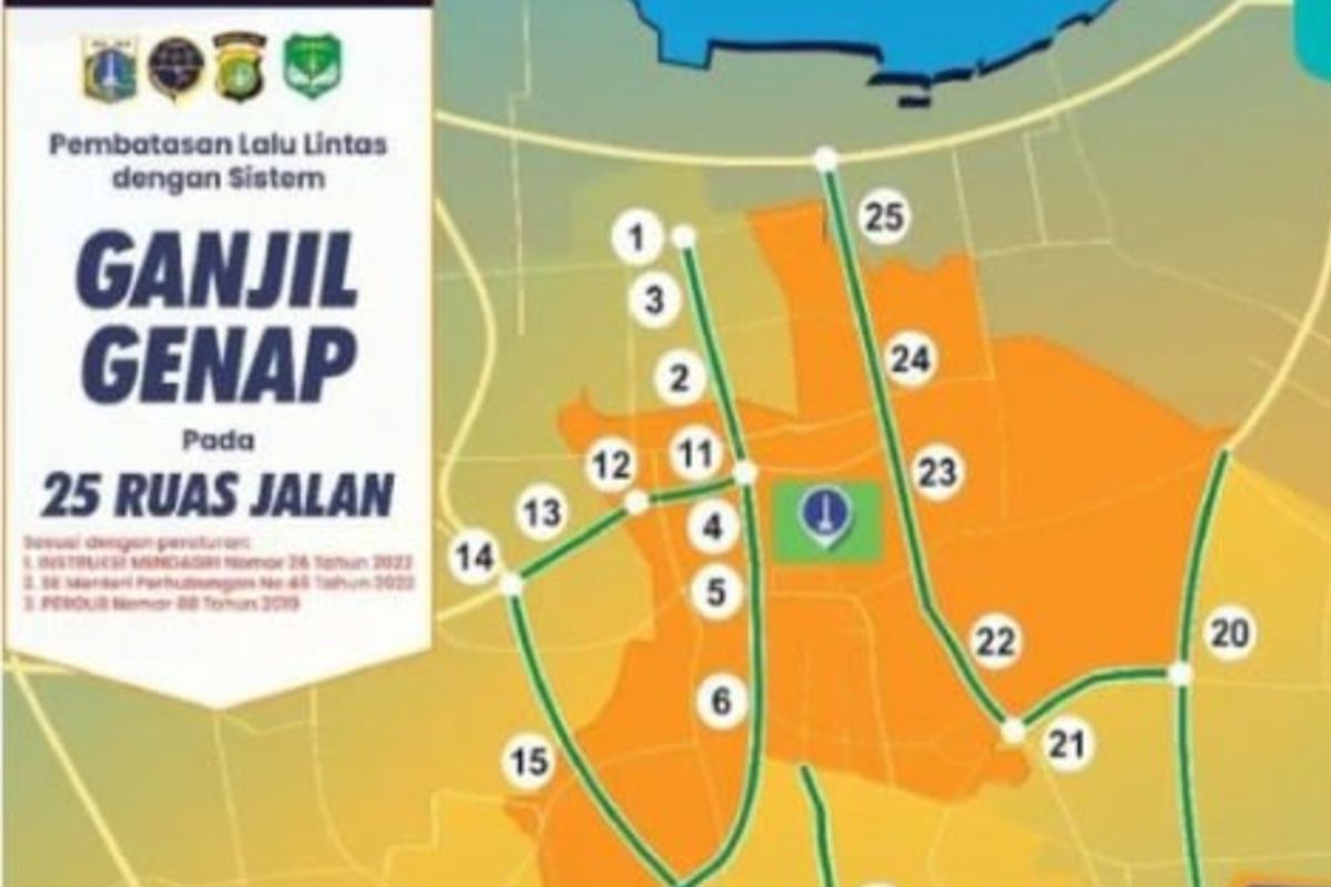 Ganjil genap di 25 ruas jalan protokol Jakarta 