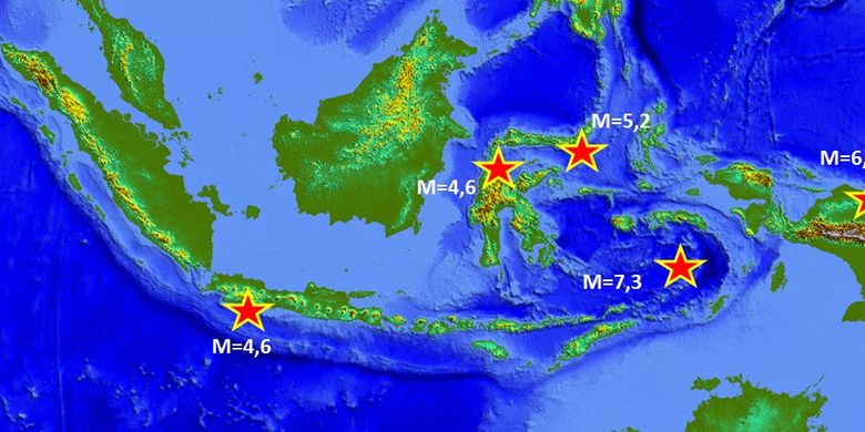 Peta gempa di Indonesia, Senin (24/06/2019)