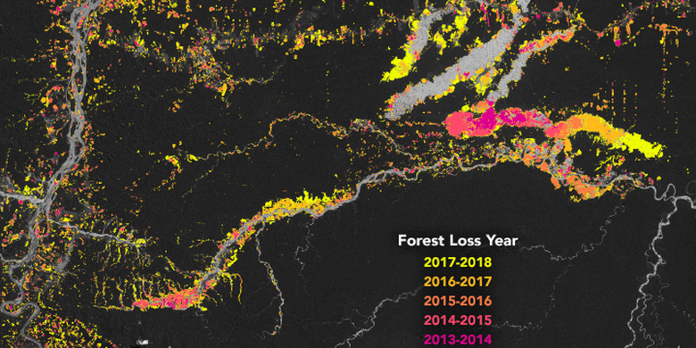 Kawasan Madre de Dios di Peru pada 2017-2018.