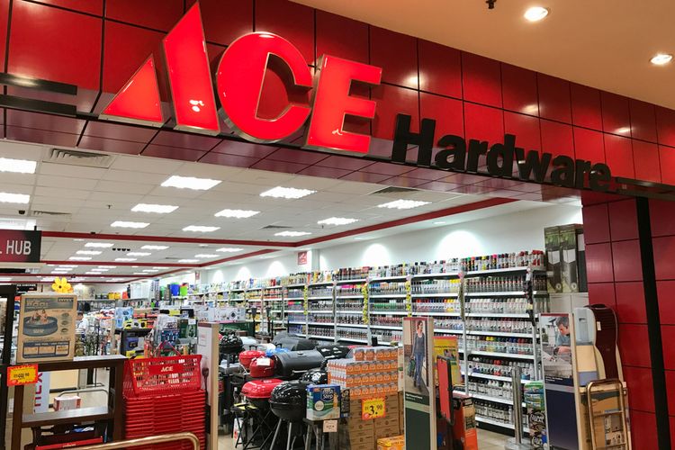 Ilustrasi toko perkakas dan gaya hidup Ace Hardware.