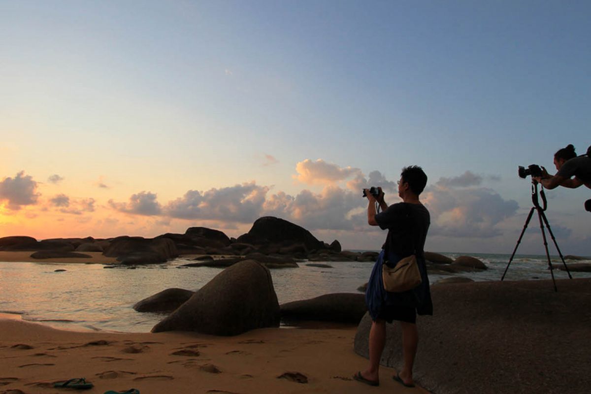 Salah satu sudut spot sunset pantai di Temajuk, Kabupaten Sambas, Kalimantan Barat.