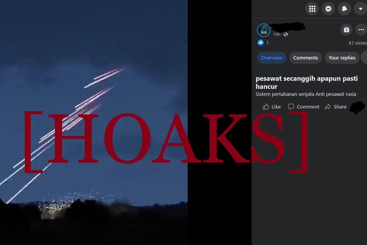 Muncul hoaks berupa video yang menggambarkan aksi persenjataan anti-pesawat milik Rusia dalam perang di Ukraina. 