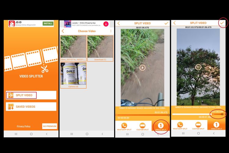 Cara memotong video pakai aplikasi Video Splitter.