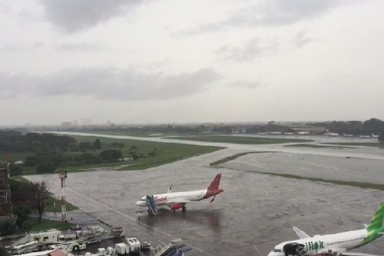 Pantauan kondisi Bandara Halim Perdanakusuma, Rabu (1/1/2020) pagi.