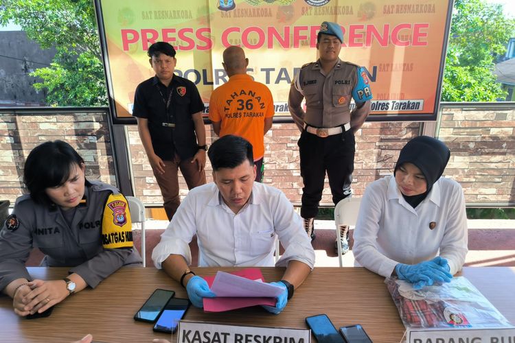 Polres Tarakan Kaltara, menggelar jumpa pers kasus pencabulan Balita oleh tetangganya yang berusia 53 tahun