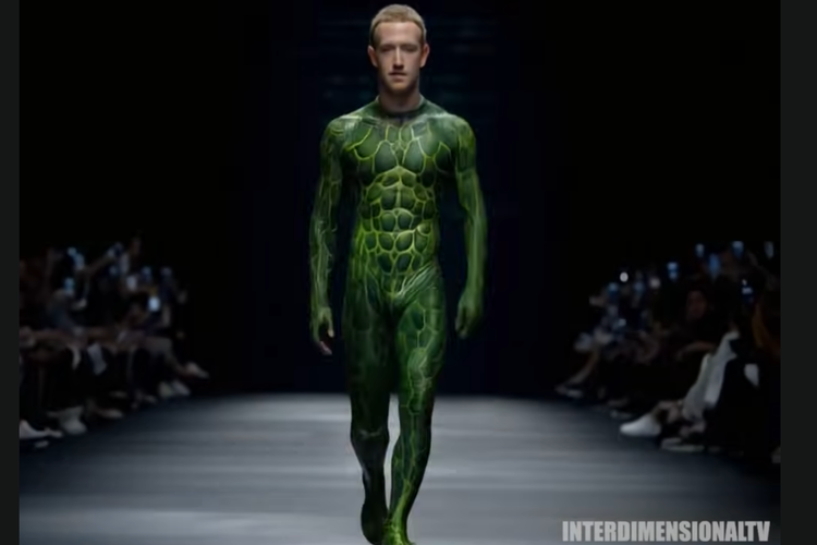 CEO Meta Mark Zuckerberg dalam video AI fashion show yang dibagikan oleh Elon Musk