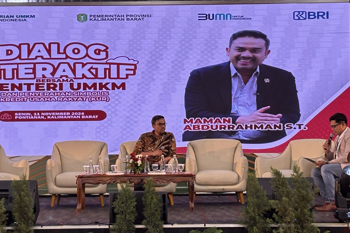 Menteri UMKM, Maman Abdurrahman optimis pastikan penyaluran Kredit Usaha Rakyat (KUR) kepada UMKM dapat tepat sasaran dan berkualitas. Hal ini disampaikannya dalam Dialog Interaktif bertema ?Kemudahan Akses Pembiayaan KUR? di Pontianak, Kalimantan Barat, pada Senin (11/11/2024).