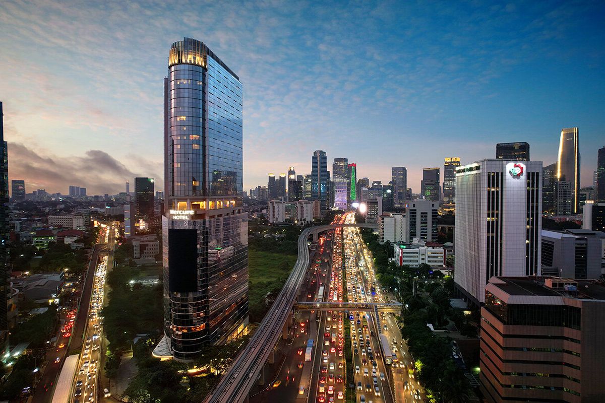 An illustration of sky scrappers in Jakarta. 