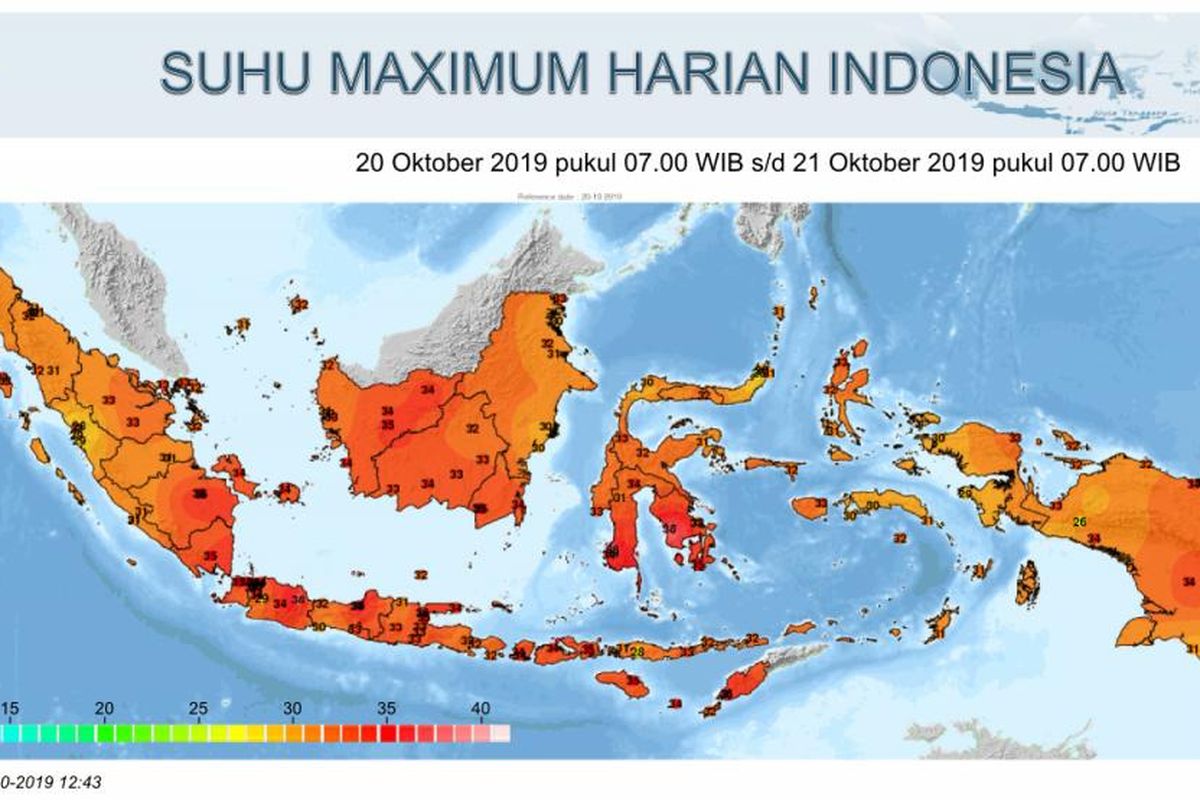Perkiraan suhu udara panas di wilayah Indonesia dalam seminggu terakhir 