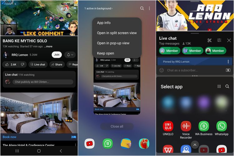 Cara streaming sambil chatting di Samsung Galaxy A34 5G.