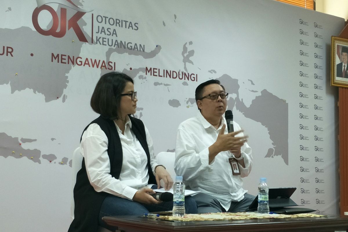 Kepala Group Inovasi Keuangan Digital OJK Triyono di Kantor OJK. Jakarta. Jumat (19/7/2019)