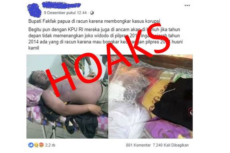 Hoaks Ketua Komisi Pemilihan Umum (KPU) periode 2012-2016, Husni Kamil Manik meninggal dunia karena dibunuh.