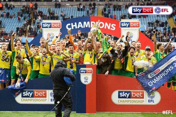 Norwich City memastikan diri menjadi juara Divisi Championship dan promosi langsung ke Premier League - kasta teratas Liga Inggris - musim 2019-2020. 