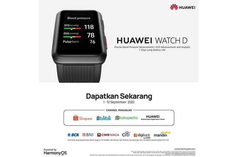 HUAWEI Watch D bisa didapatkan melalui official store di e-commerce. 

