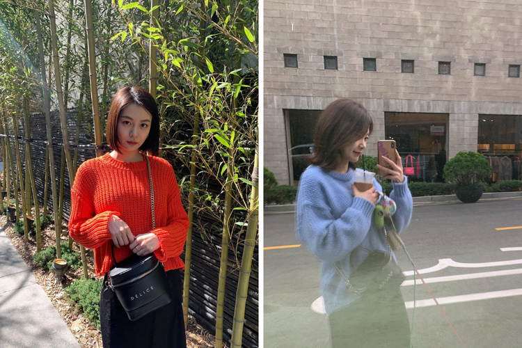 Song Da Eun kerap memadukan warna cerah dan warna monokrom dalam outfitnya.