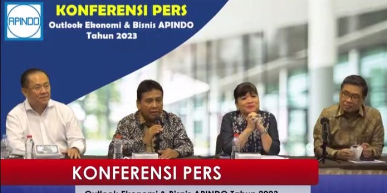 Ketua Umum Apindo Hariyadi B. Sukamdani saat jumpa pers di Jakarta, Rabu (21/12/2022).
