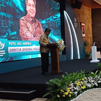 Direktur Jenderal Industri Agro Kementerian Perindustrian, Putu Juli Ardika dalam acara Businesa Matching Industri Pengolahan Rumput Laut dengan Industri Pengguna di Jakarta, Selasa (25/6/2024).