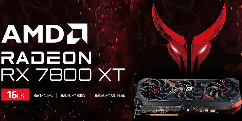 Banner produk kartu grafis PowerColor Red Devil Radeon RX 7800 XT 16 GB