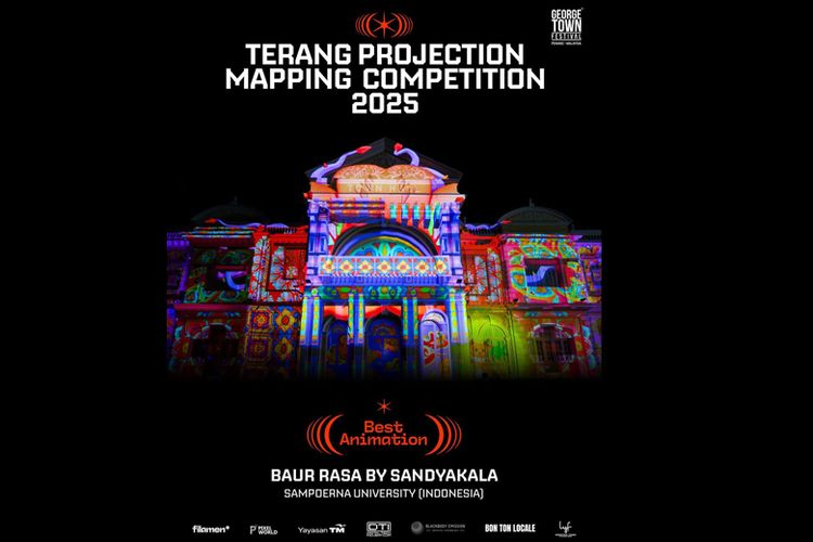 Tim Sandykala dari Program Visual Communication Design (VCD) Sampoerna University meraih penghargaan Best Animation dalam TERANG Projection Mapping Competition 2025 di George Town, Penang, Malaysia.