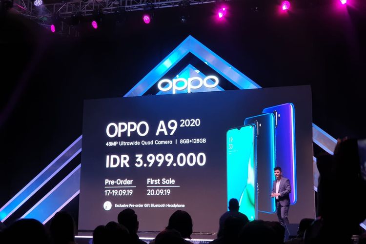 Bandrol harga Oppo A9 2020 yang dirilis pada Selasa (17/9/2019). 