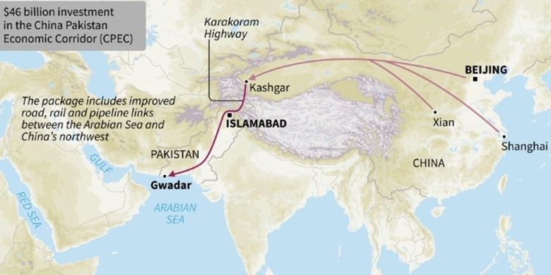 Peta kerja sama Pakistan-China