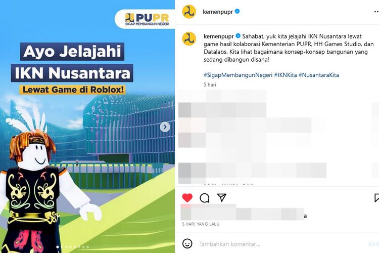 Tangkapan layar Kemen PUPR meluncurkan game untuk mengenalkan Ibu Kota Negara (IKN) Nusantara.