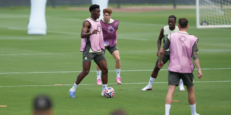 Aurelien Tchouameni beraksi di sesi latihan Real Madrid di Florida pada 17 Juni 2025, menjelang pertandingan Piala Dunia Antarklub 2025 antara Real Madrid Spanyol dan Al Hilal Arab Saudi.
