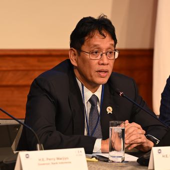 Menteri Keuangan Purbaya Yudhi Sadewa saat ditemui di Washington DC pada Selasa (14/4/2026).